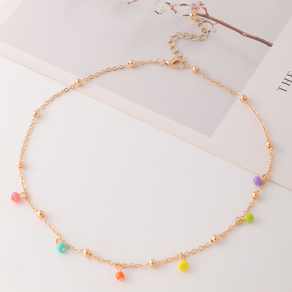 Colourful Bead Choker Necklace - Zenee.in-Necklaces