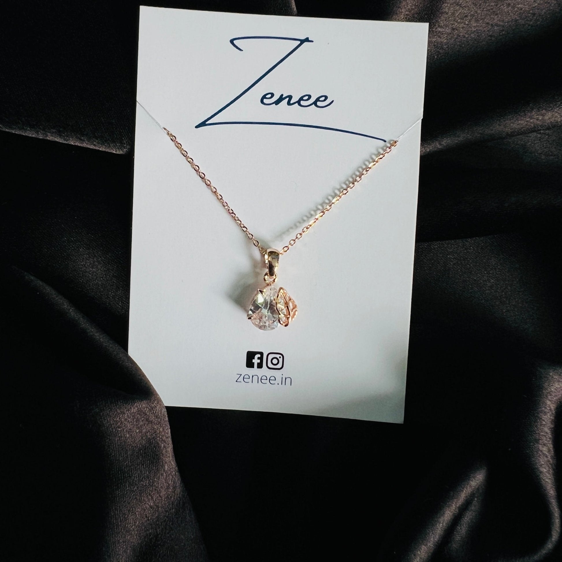 Crystal Drop Pendant Necklace - Zenee.in-Necklaces