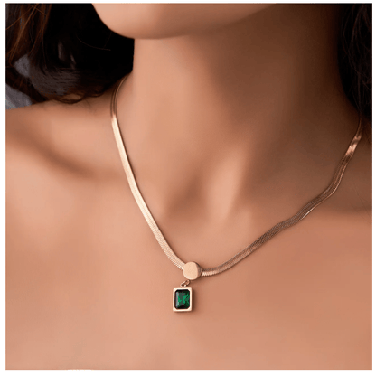 Crystal Green Snake Necklace - Zenee-Necklaces