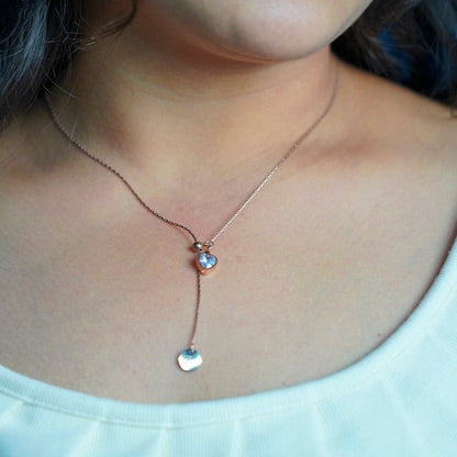 Crystal Heart With Hanging Love Necklace - Zenee-Necklaces