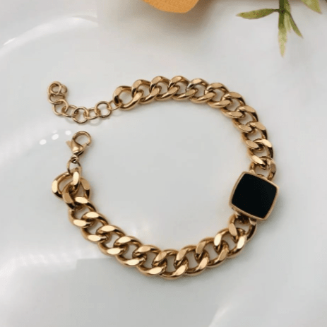 Cuban Black Enamel Bracelet - Zenee-Bracelets