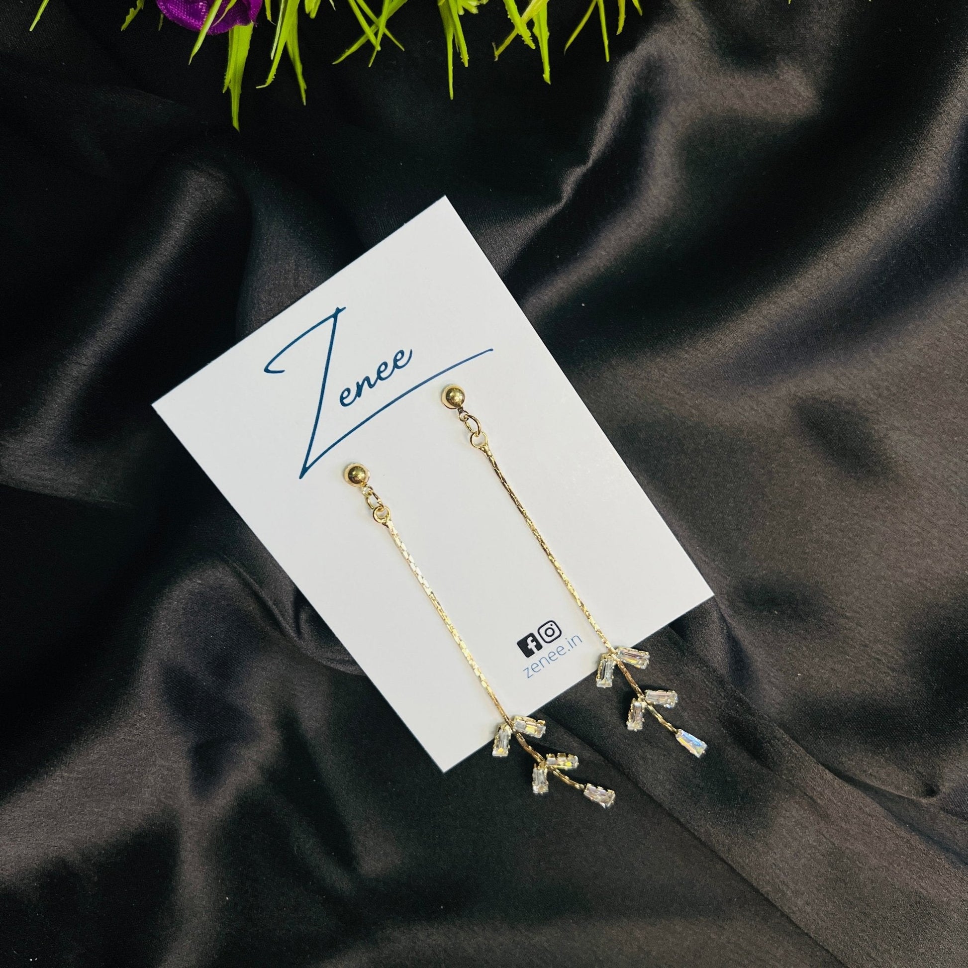 Dainty Hanging With Stones Earrings - Zenee.in-Earrings