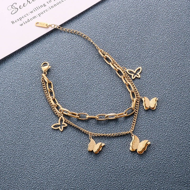 Double Layer Butterfly Link Bracelet - Zenee.in-Bracelets