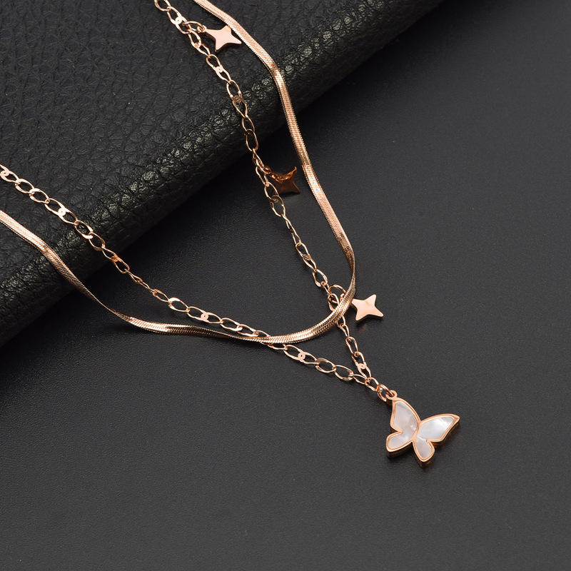 Double Layer Butterfly Necklace - Zenee.in-Necklaces