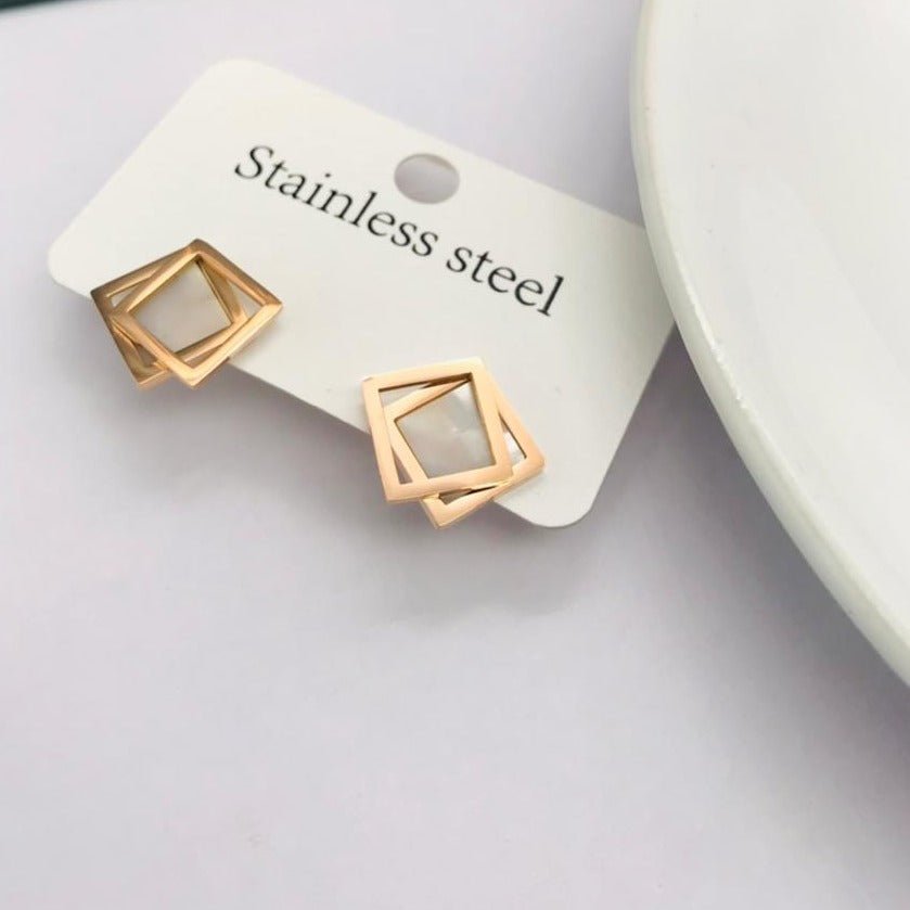 Dual Enamel Square Earrings - Zenee.in-Earrings