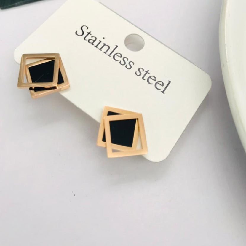 Dual Enamel Square Earrings - Zenee.in-Earrings