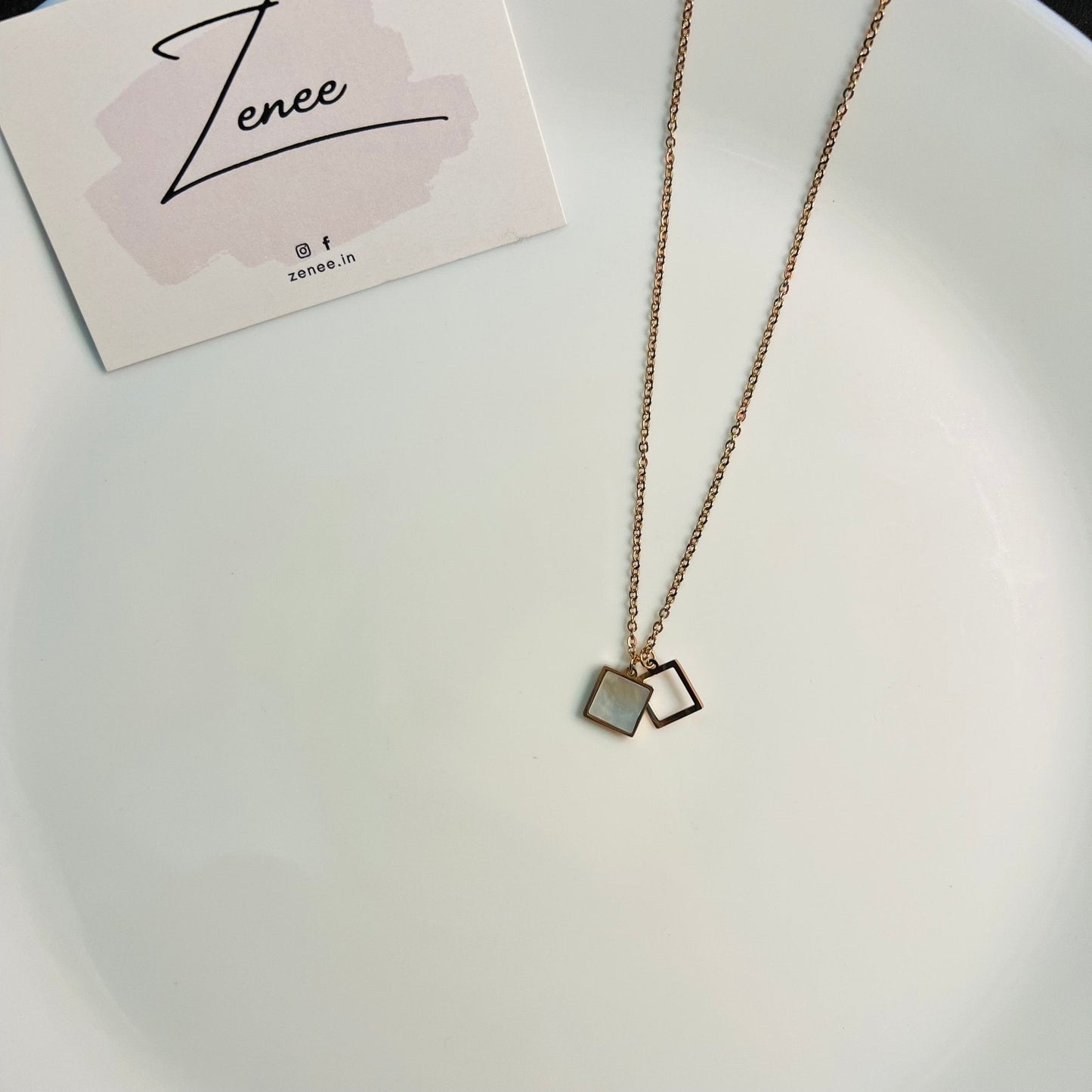 Dual Square Necklace - Zenee.in-Necklaces