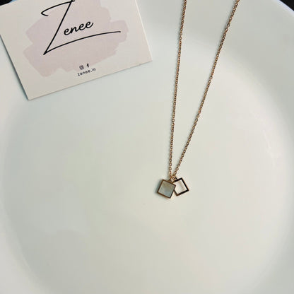 Dual Square Necklace - Zenee.in-Necklaces