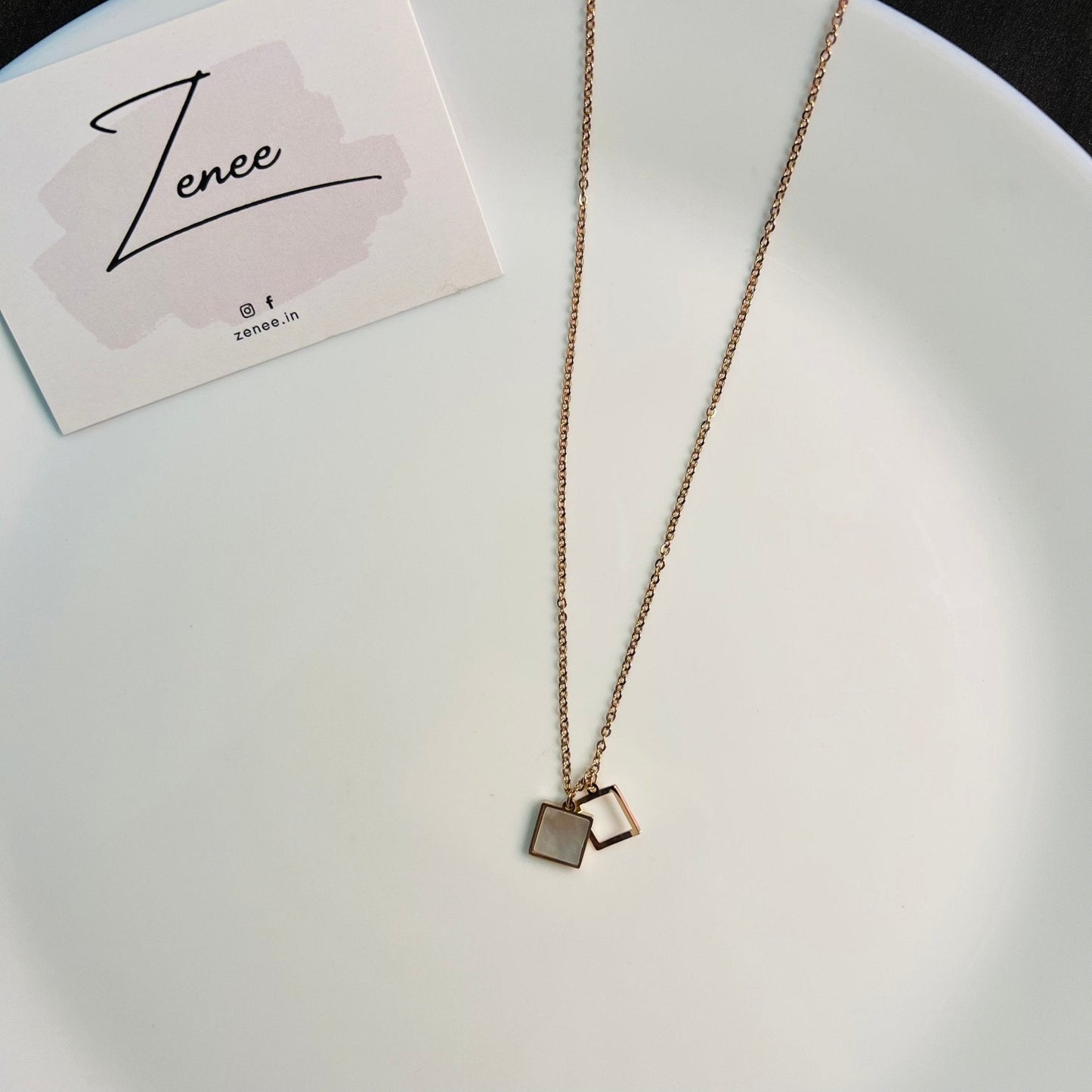 Dual Square Necklace - Zenee.in-Necklaces