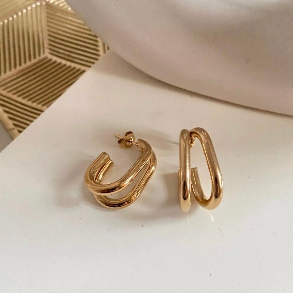 Duo Hoop Earrings - Zenee-Earrings