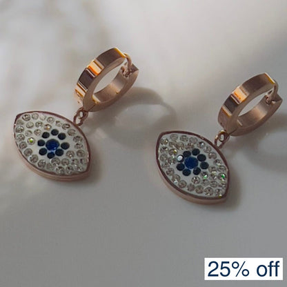 Evil Eye With Crystals Earrings - Zenee.in-Earrings