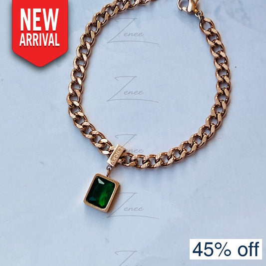Ezra Green Crystal Bracelet - Zenee.in-Bracelets