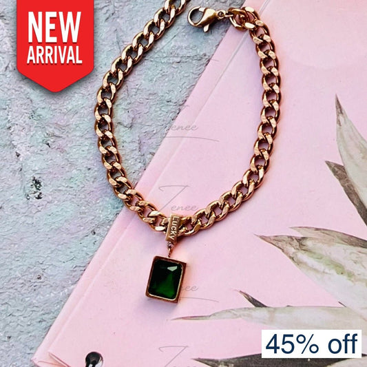 Ezra Green Crystal Bracelet - Zenee.in-Bracelets