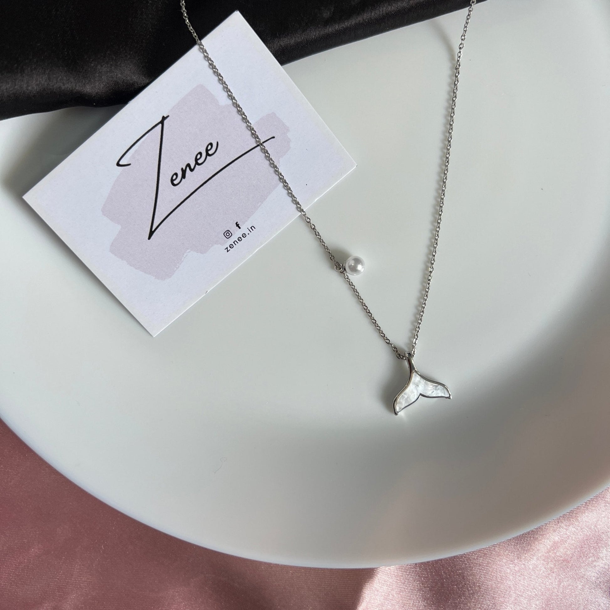 Fishtail With Pearl Pendant Necklace - Zenee.in-Necklaces