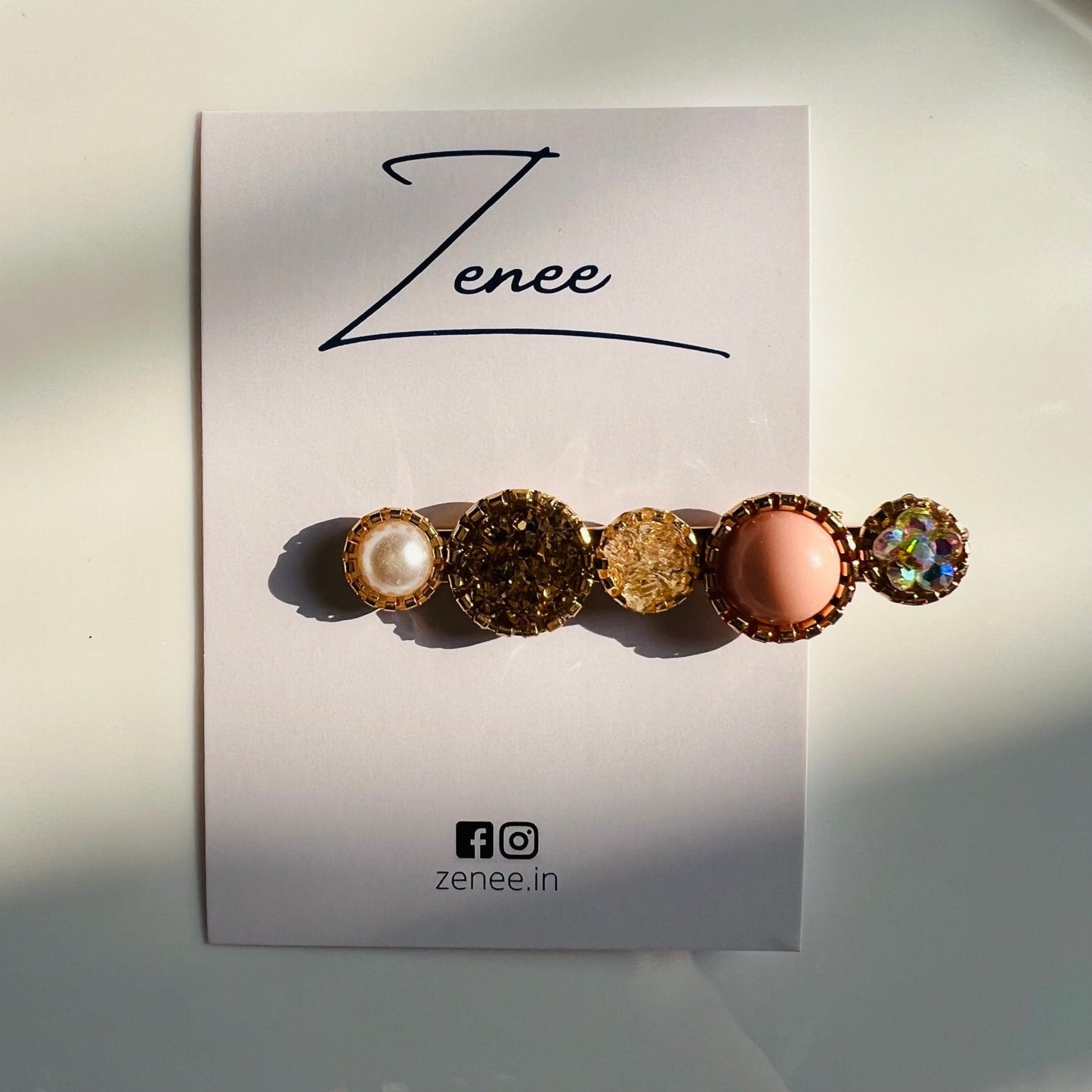 Five Circle Pink Druzy Hair Clip - Zenee.in-Hair Accessories