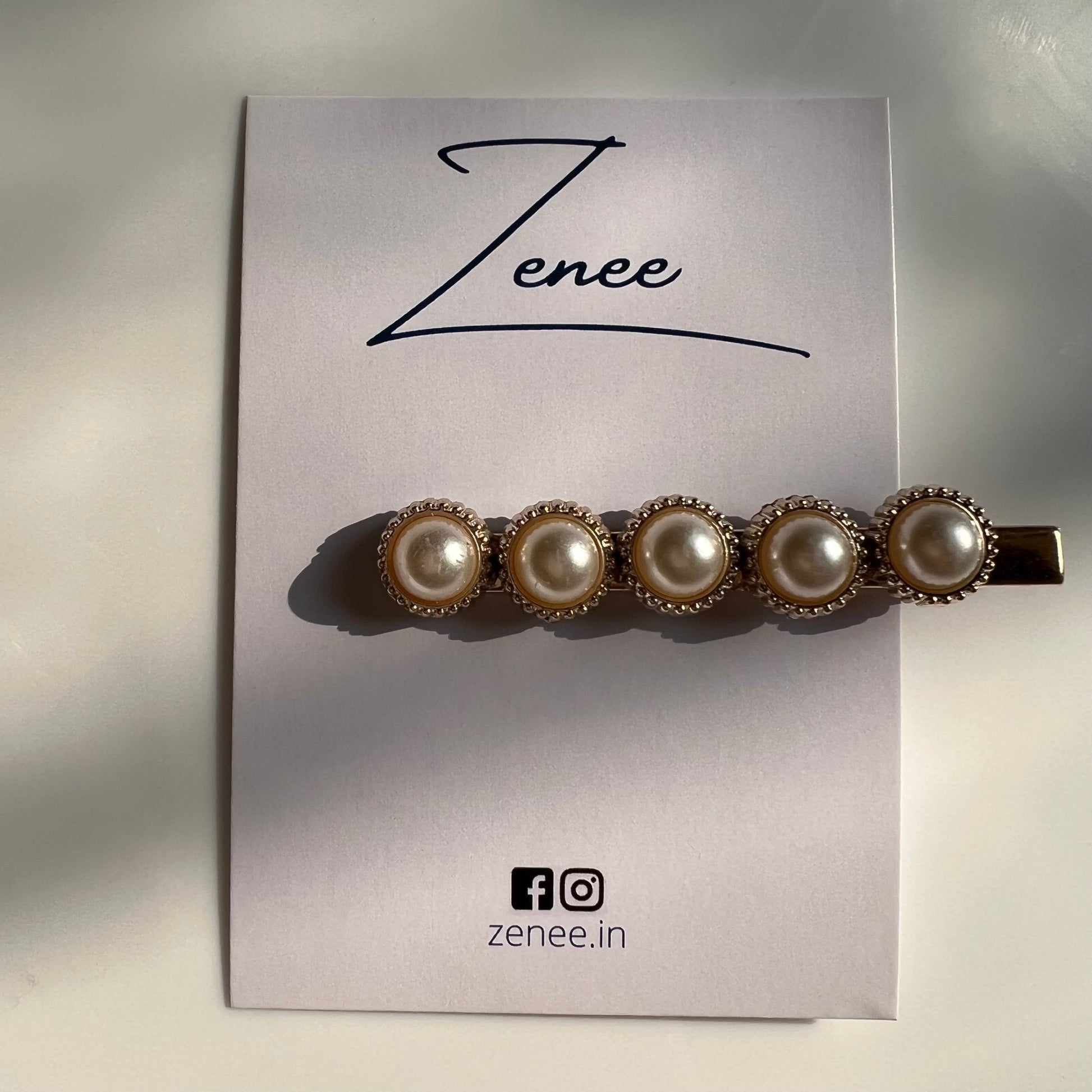 Five Pearl Hair Clip - Zenee.in-Hair Accessories