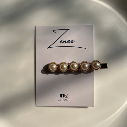 Five Pearl Hair Clip - Zenee.in-Hair Accessories