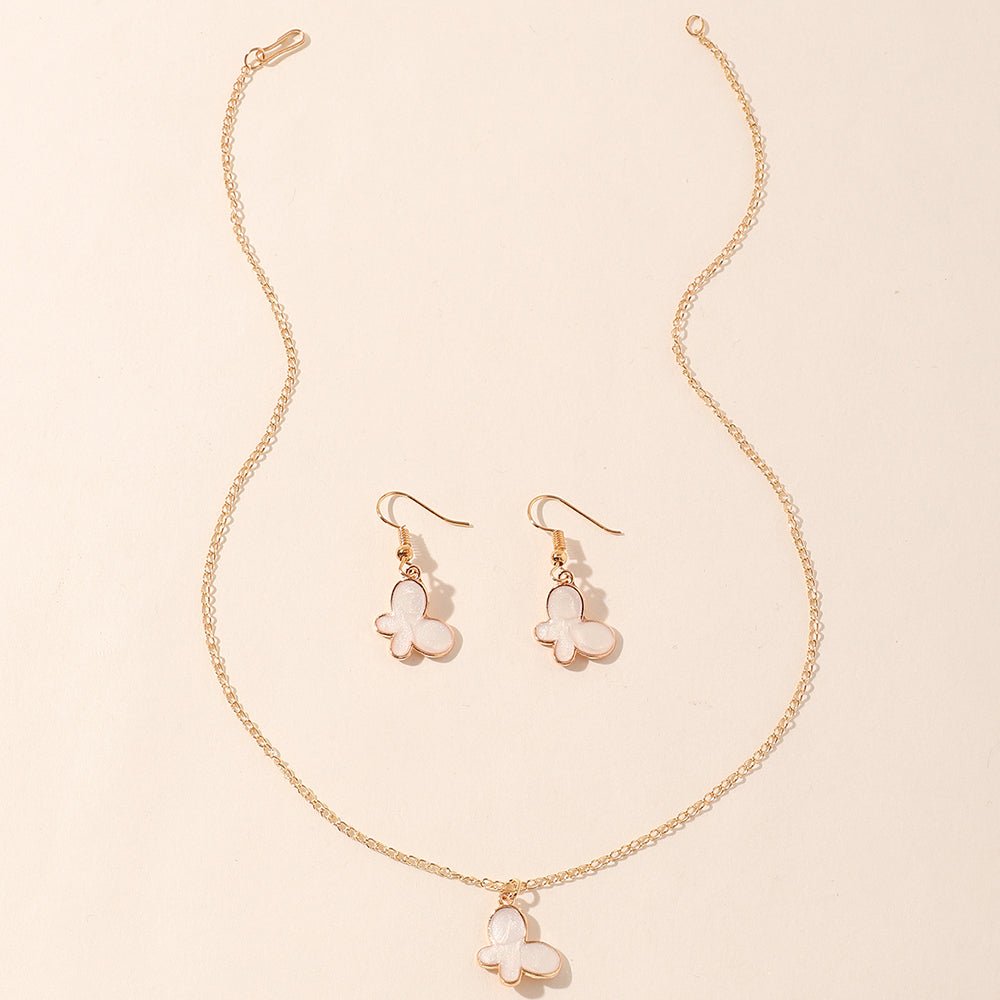 Flying Butterfly Pendant Necklace and Earring Set - Zenee.in-Jewelry Sets