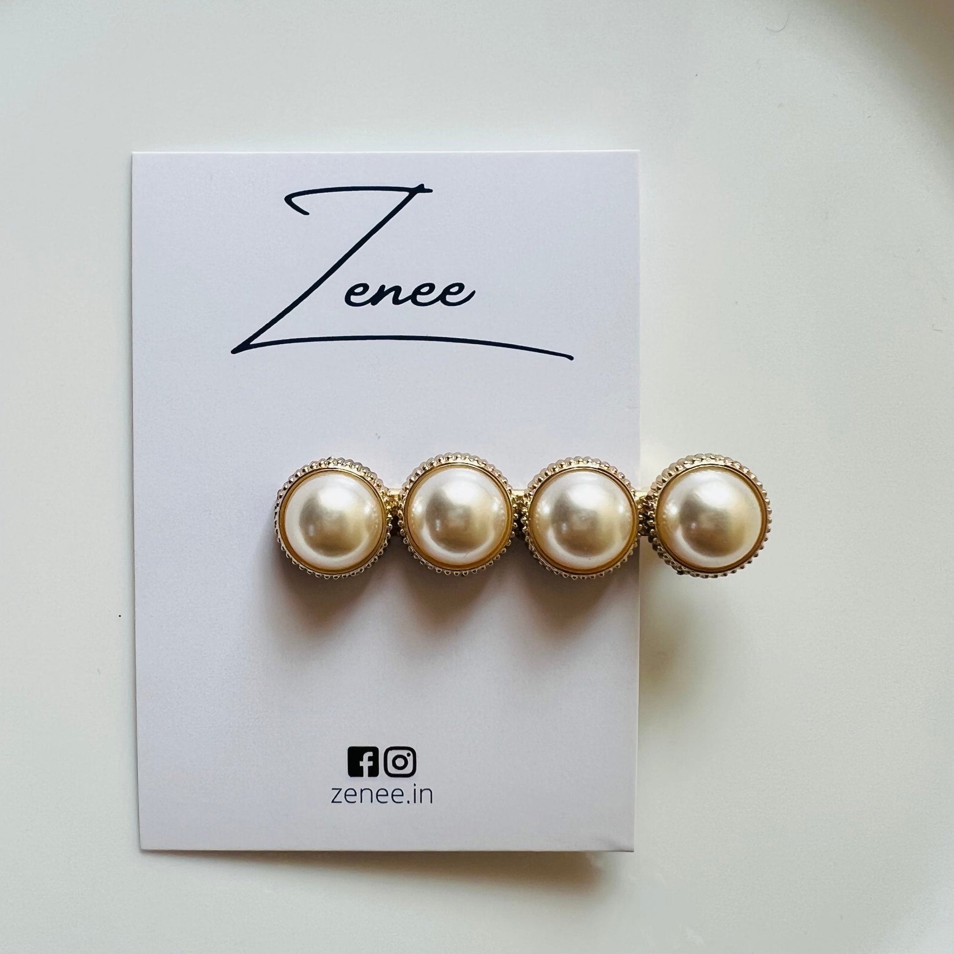 Four Pearl Hair Clip - Zenee.in-Hair Accessories