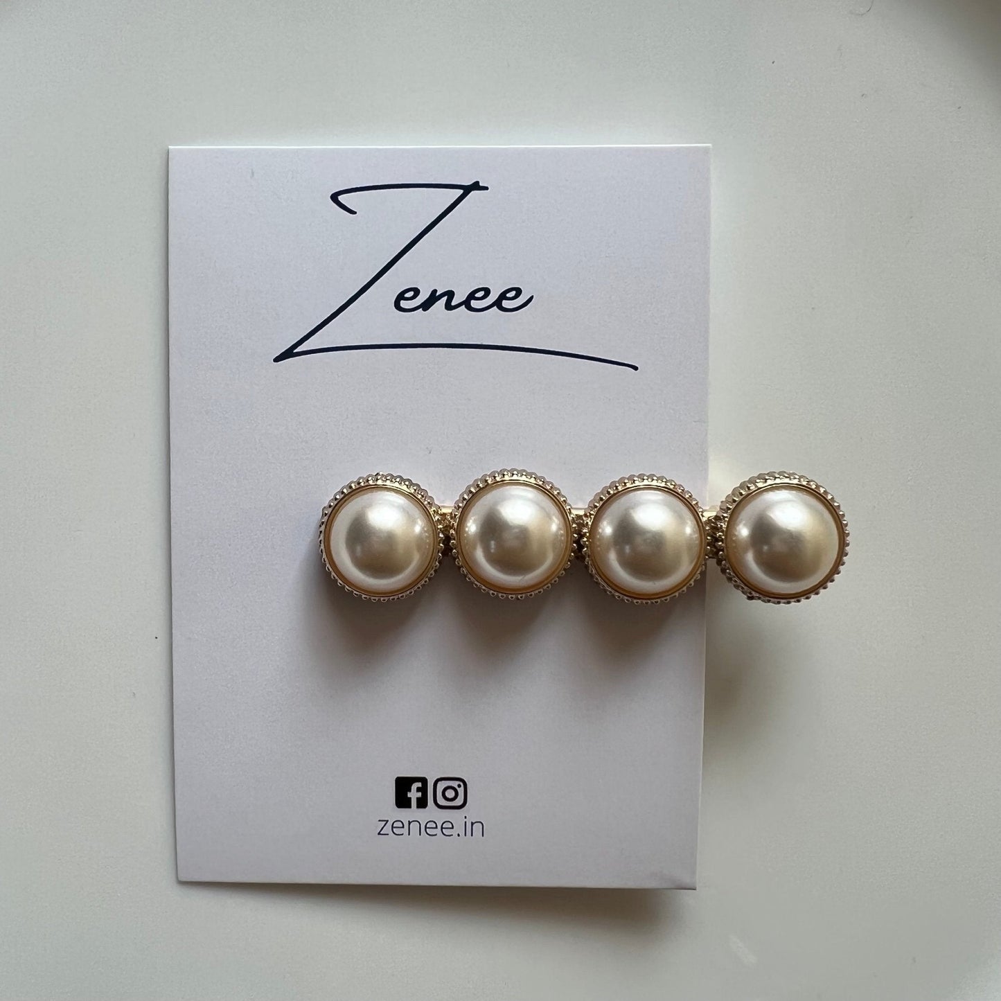 Four Pearl Hair Clip - Zenee.in-Hair Accessories