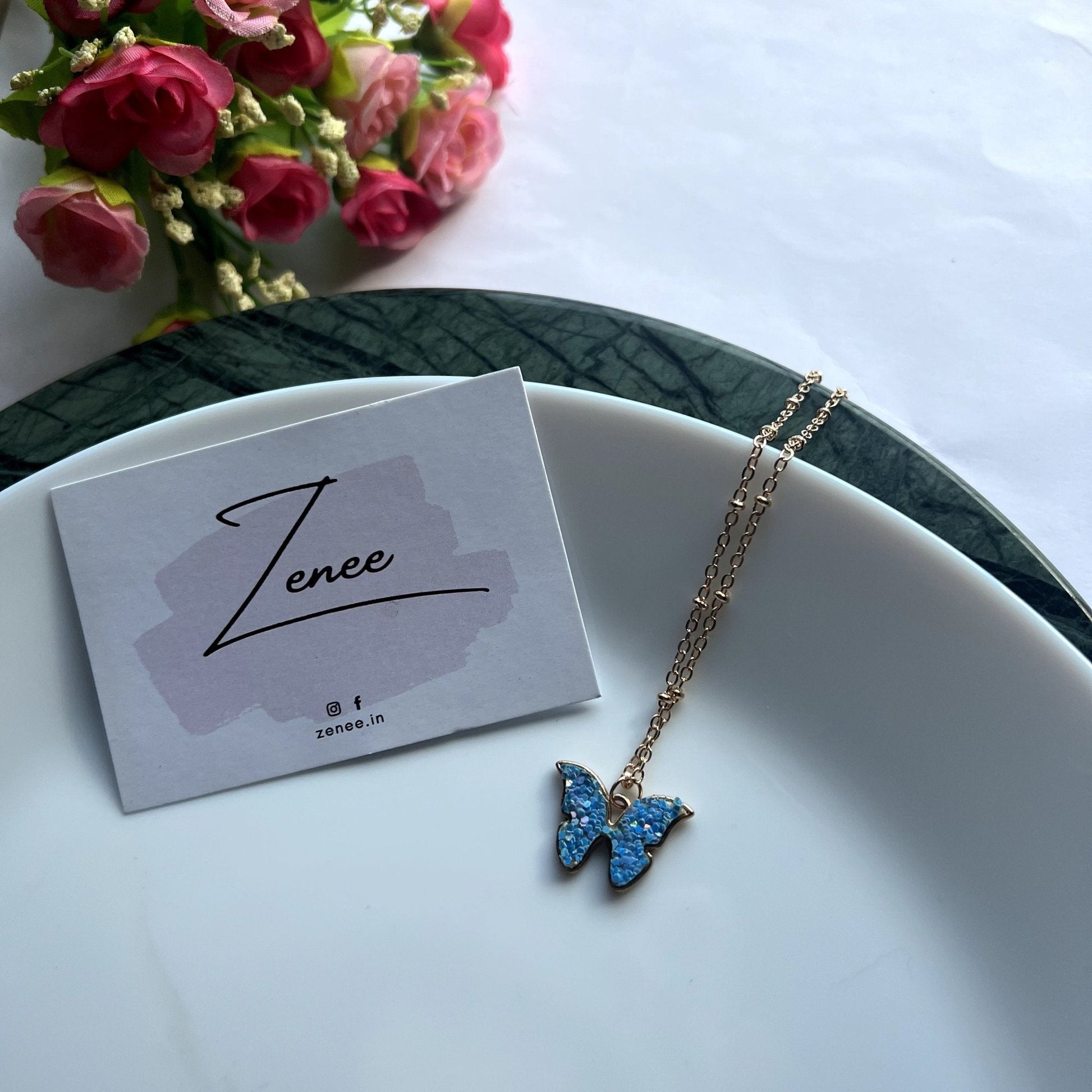 Glitter Butterfly Necklace - Zenee.in-Necklaces