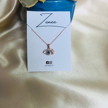 Golden Lashes Eye Pendant Necklace - Zenee.in-Necklaces