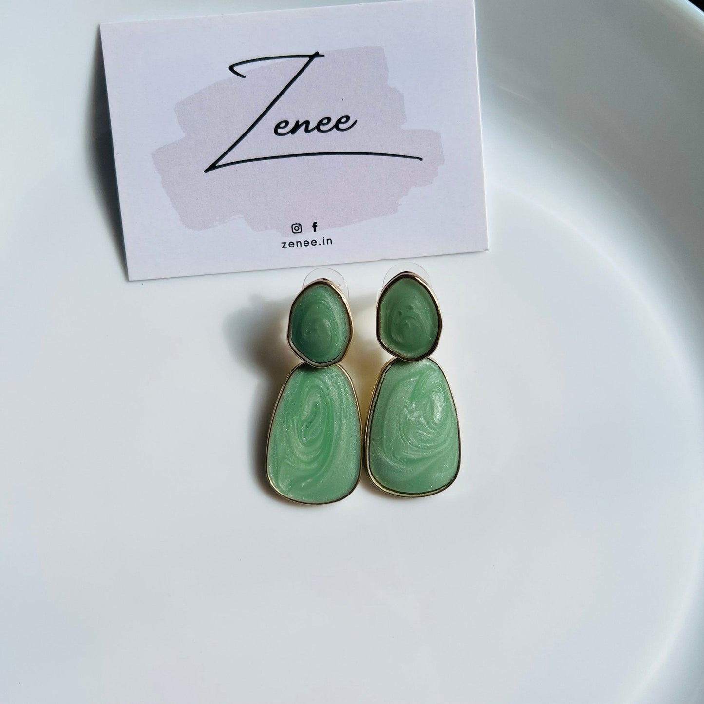 Green Acrylic Acetate Drop Earrings - Zenee.in-Earrings