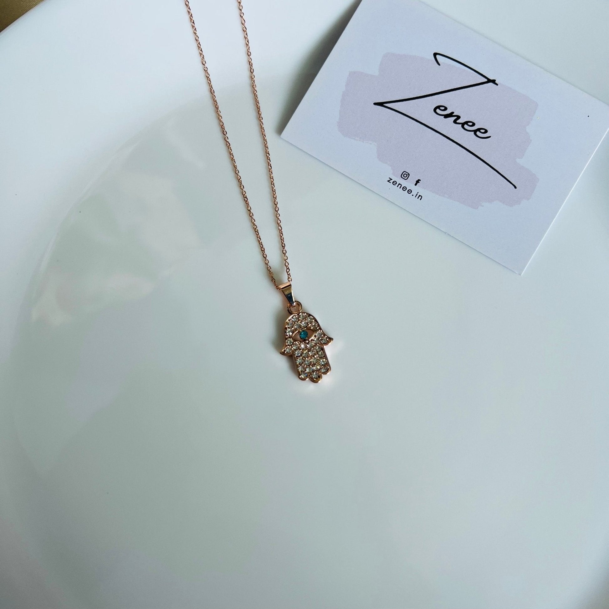 Hamsa Pendant Necklace - Zenee.in-Necklaces