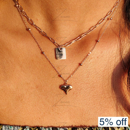 Heart Pendant Double Layer Link Necklace - Zenee.in-Necklaces