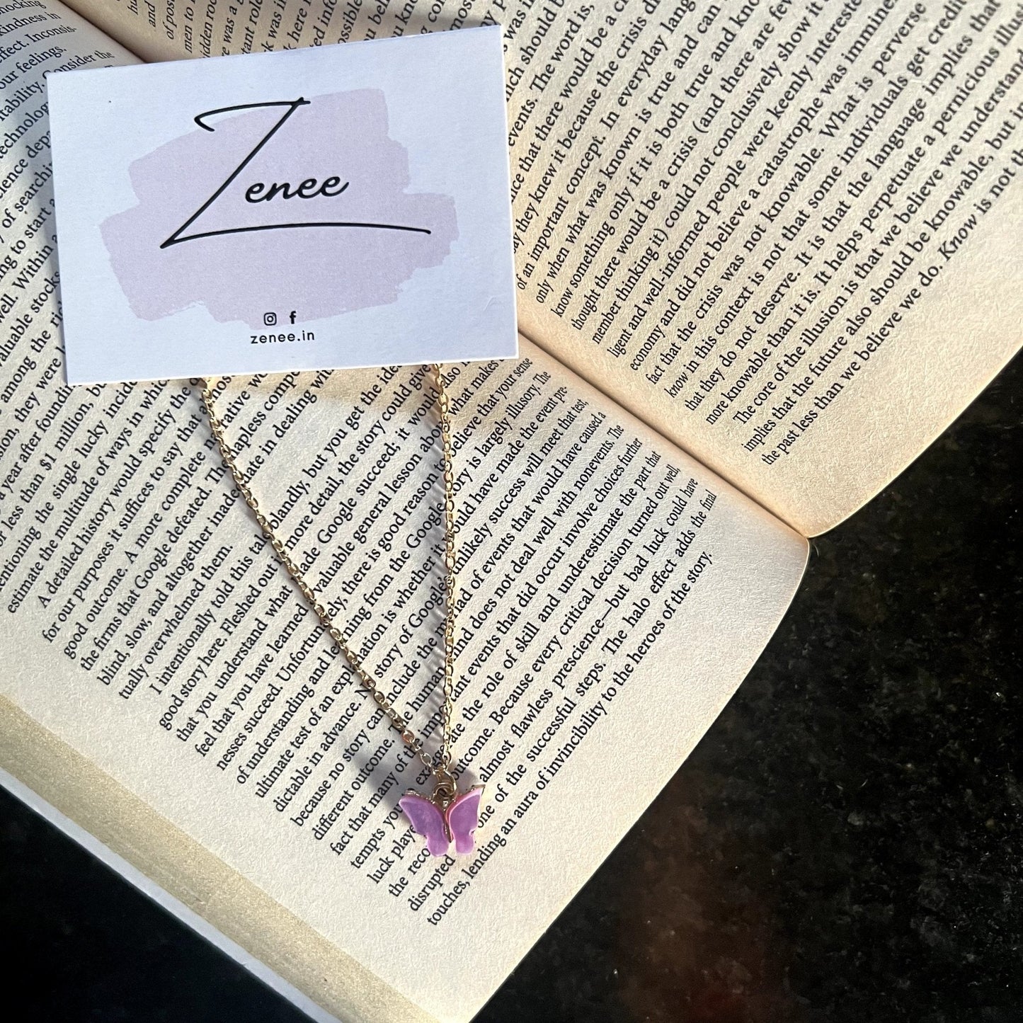 Lavender Butterfly Matte Necklace - Zenee.in-Necklaces