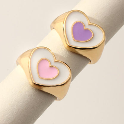 Lavender Oil Drop Heart Ring - Zenee.in-Rings