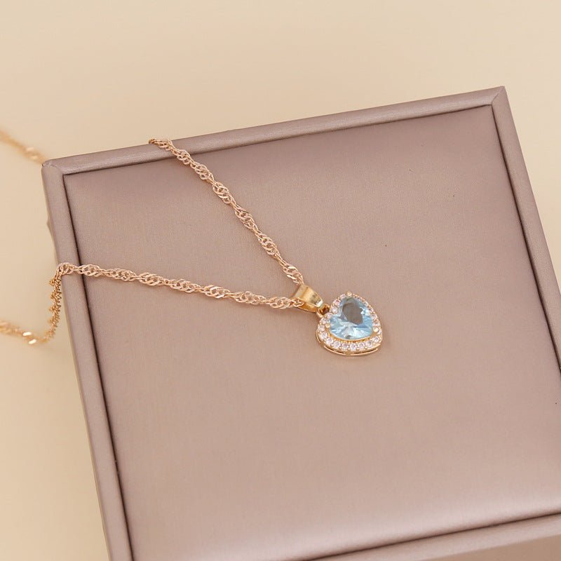 Light Blue Heart Necklace - Zenee.in-Necklaces