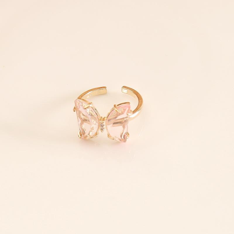 Light Yellow Crystal Dainty Butterfly Ring - Zenee.in-Rings