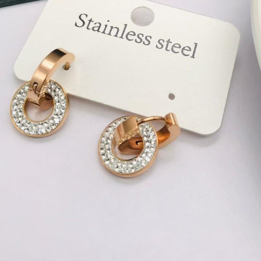 Linked Crystal Circles Earrings - Zenee.in-Earrings