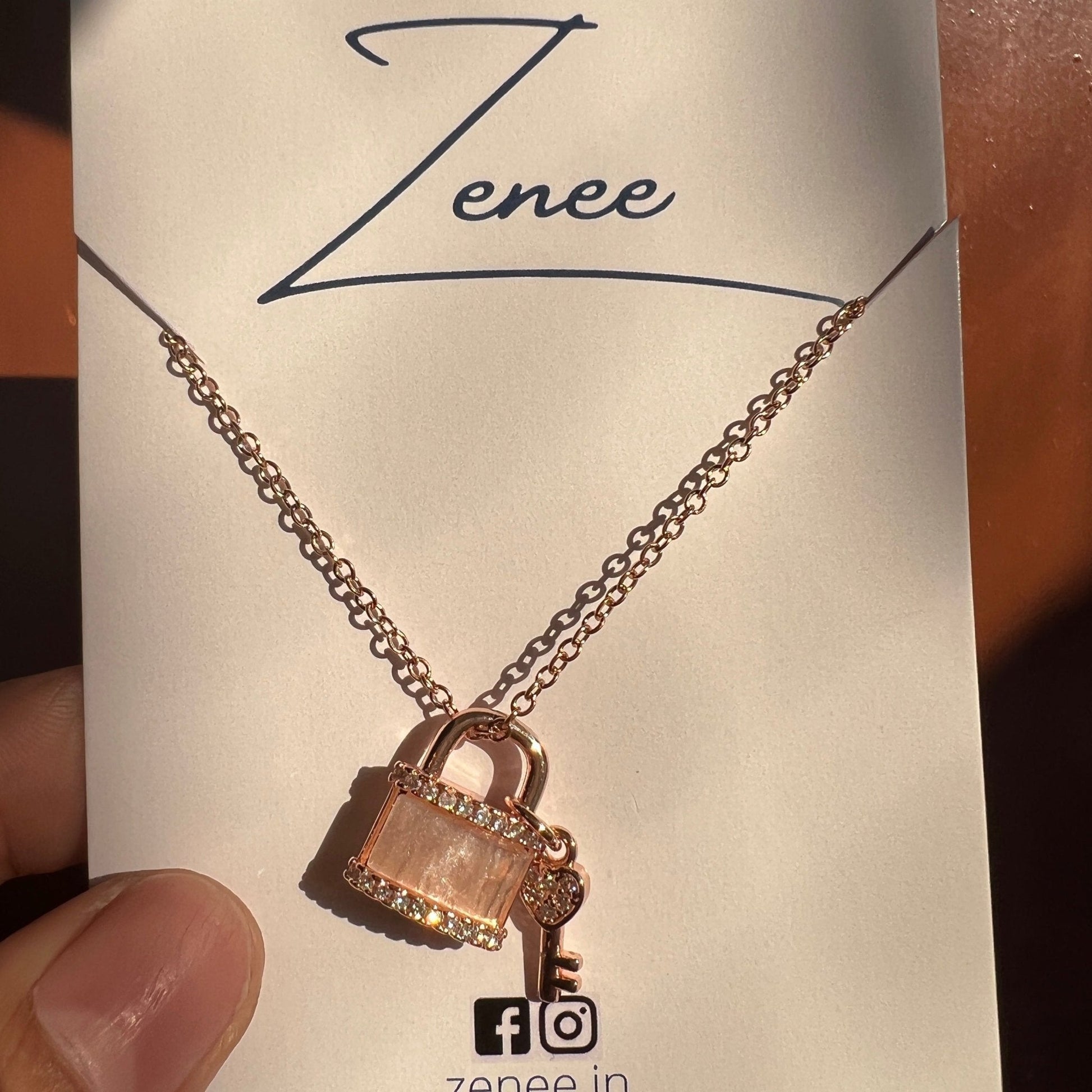 Lock And Key Pendant Necklace - Zenee.in-Necklaces