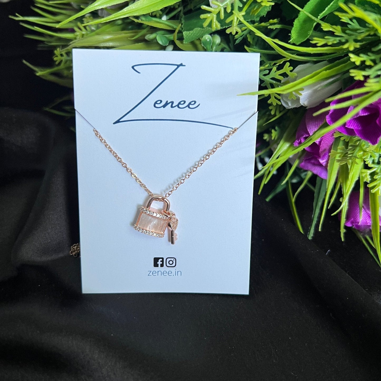 Lock And Key Pendant Necklace - Zenee.in-Necklaces