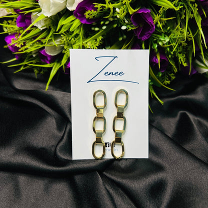 Long Loop Styled Linked Earrings - Zenee.in-Earrings