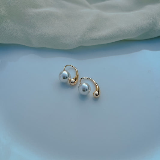 Lya Pearl Hoops - Zenee.in-Earrings