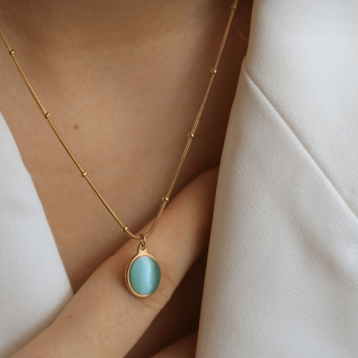 Maya Opal Blue Necklace - Zenee-Necklaces