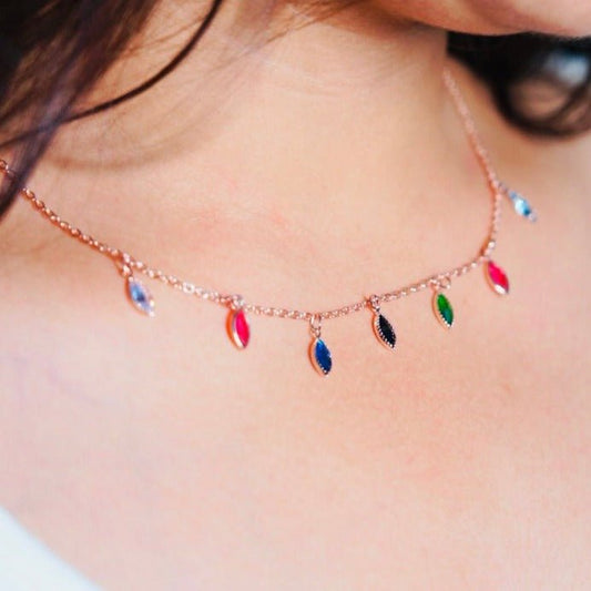 Multi Color Stones Necklace - Zenee-Necklaces