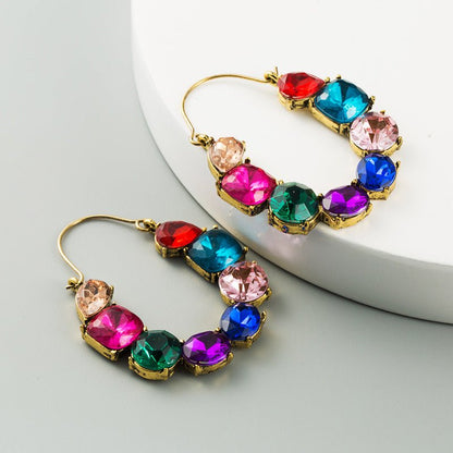 Mutli Color Shiny Diamond Hoop Earrings - Zenee.in-Earrings