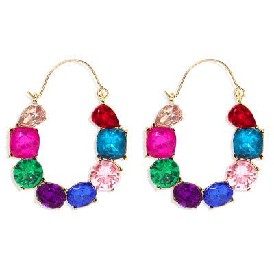 Mutli Color Shiny Diamond Hoop Earrings - Zenee.in-Earrings