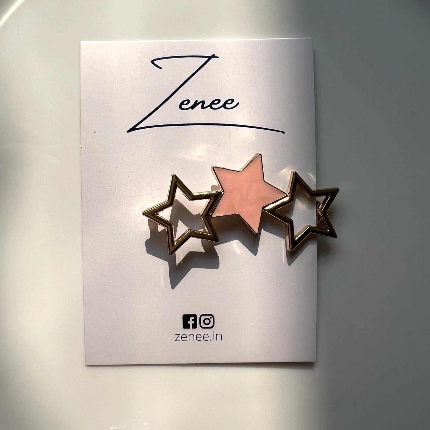 Peach Metal Star Hair Clip - Zenee.in-Hair Accessories