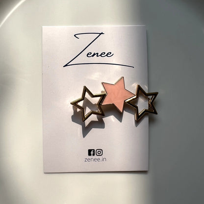 Peach Metal Star Hair Clip - Zenee.in-Hair Accessories