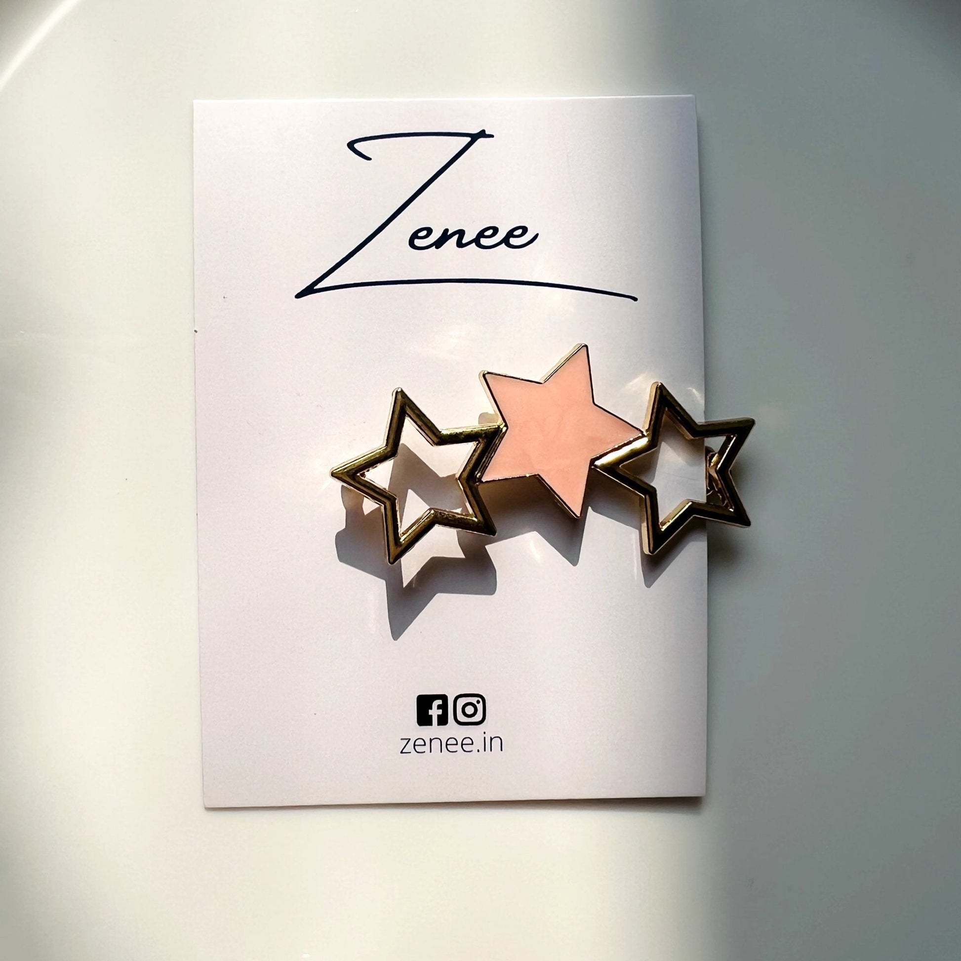 Peach Metal Star Hair Clip - Zenee.in-Hair Accessories