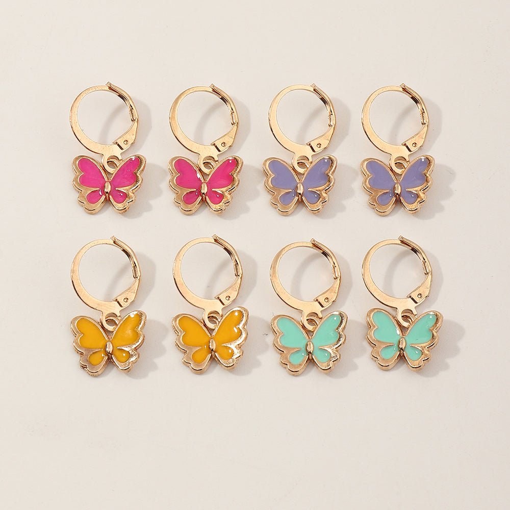 Pink Butterfly Charm Earrings - Zenee.in-Earrings