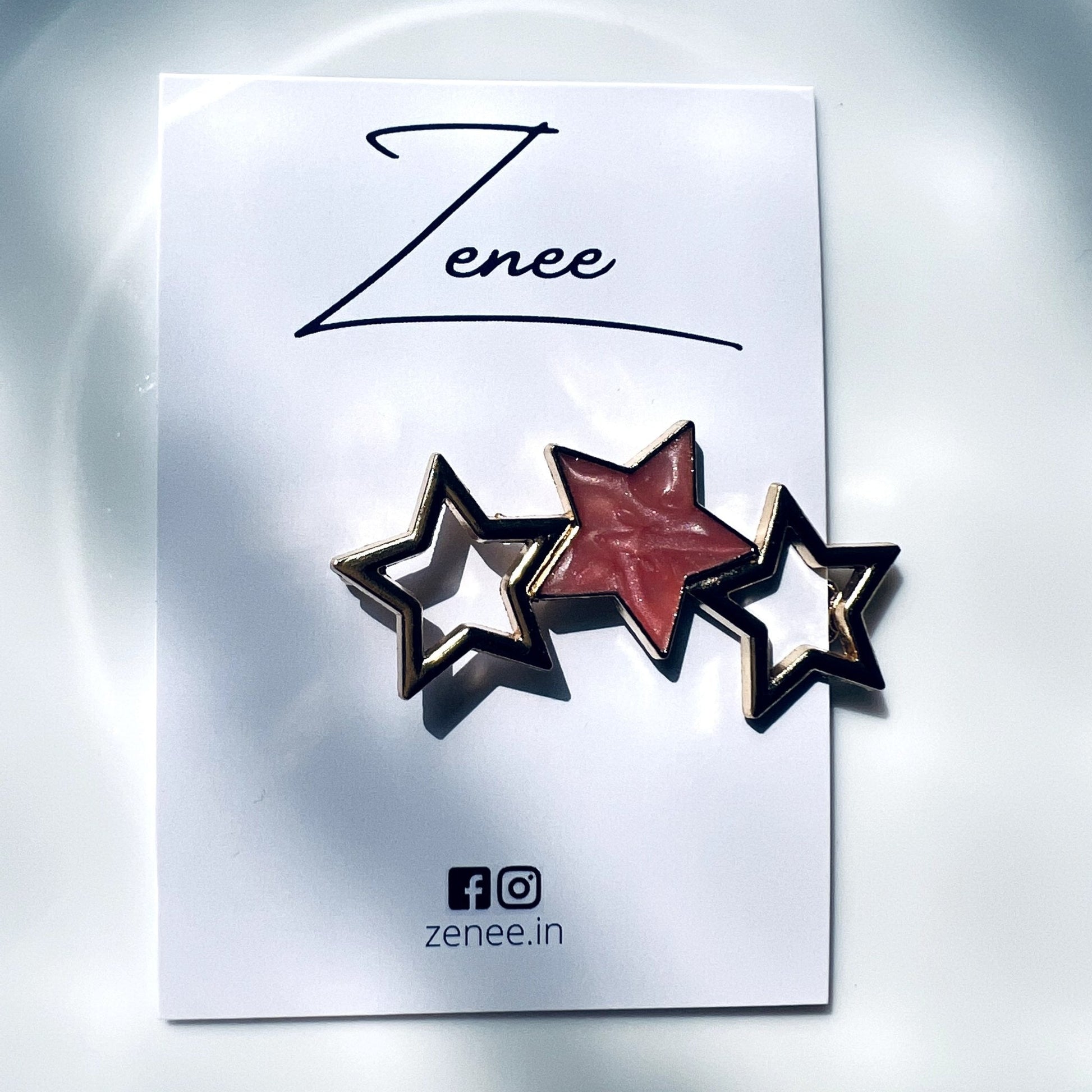 Pink Metal Star Hair Clip - Zenee.in-Hair Accessories