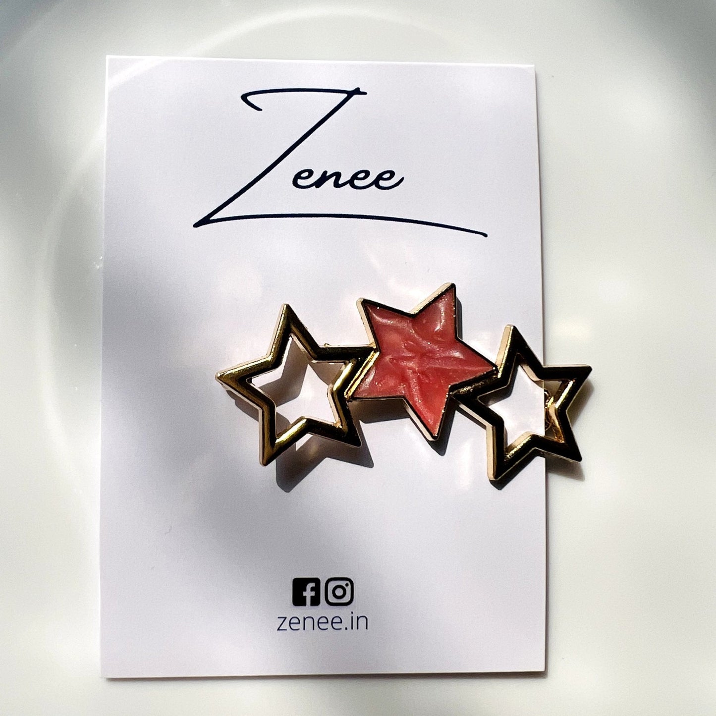 Pink Metal Star Hair Clip - Zenee.in-Hair Accessories