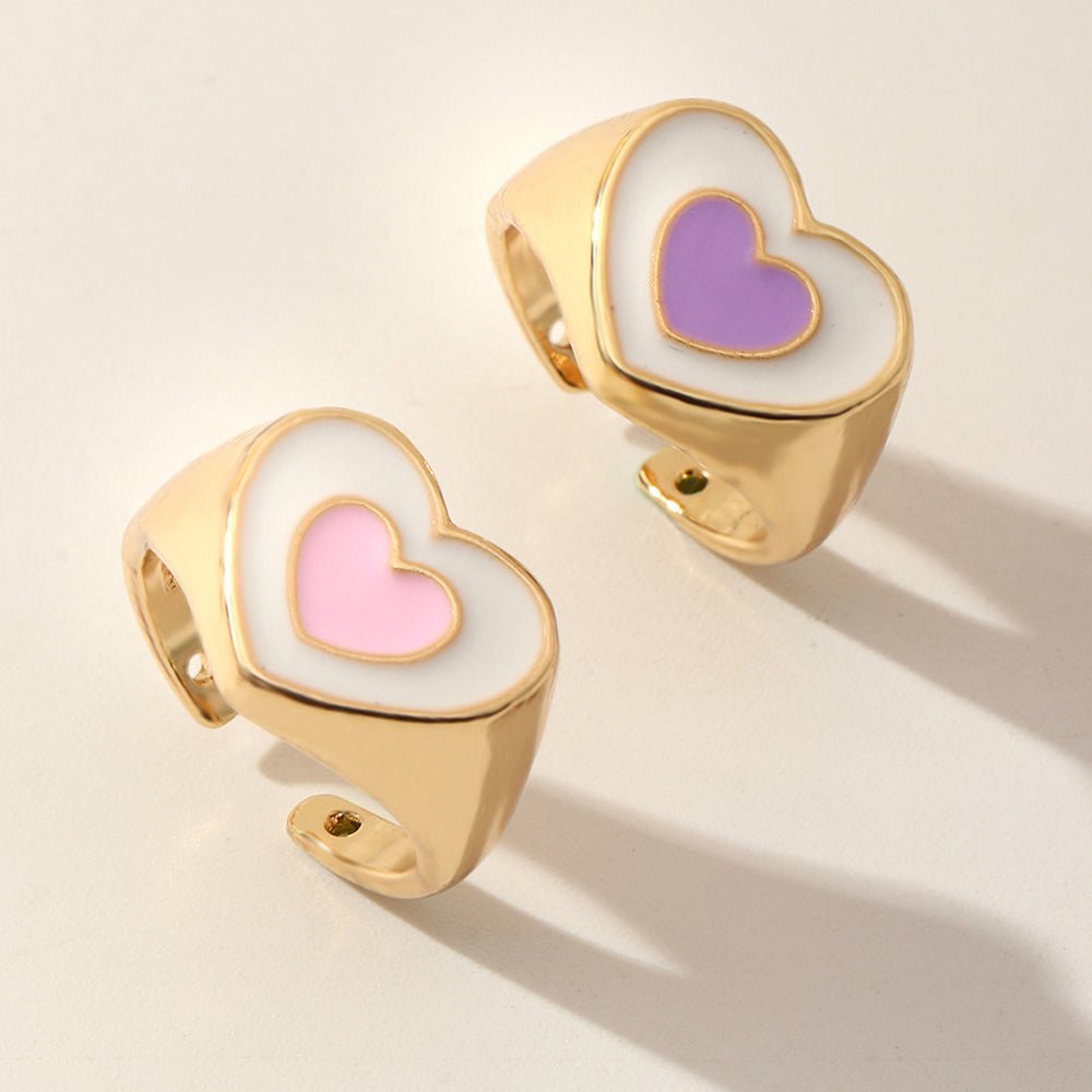 Pink Oil Drop Heart Ring - Zenee.in-Rings