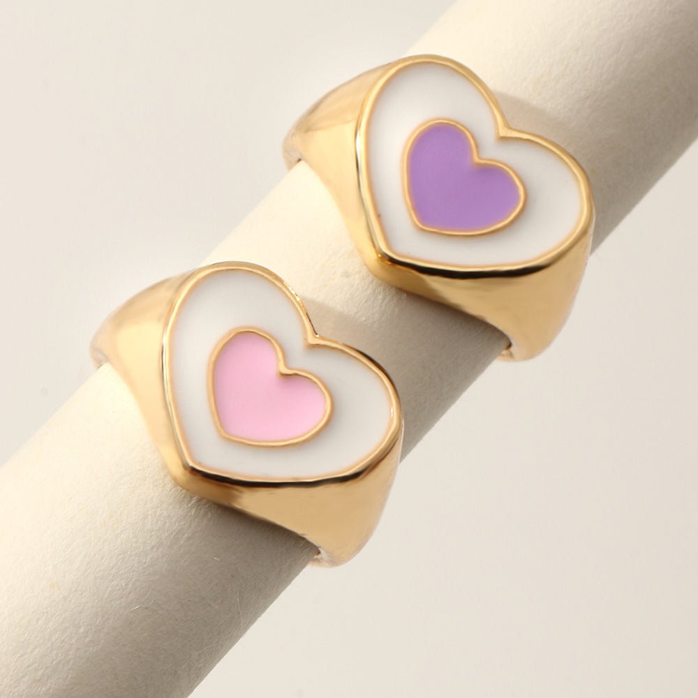 Pink Oil Drop Heart Ring - Zenee.in-Rings